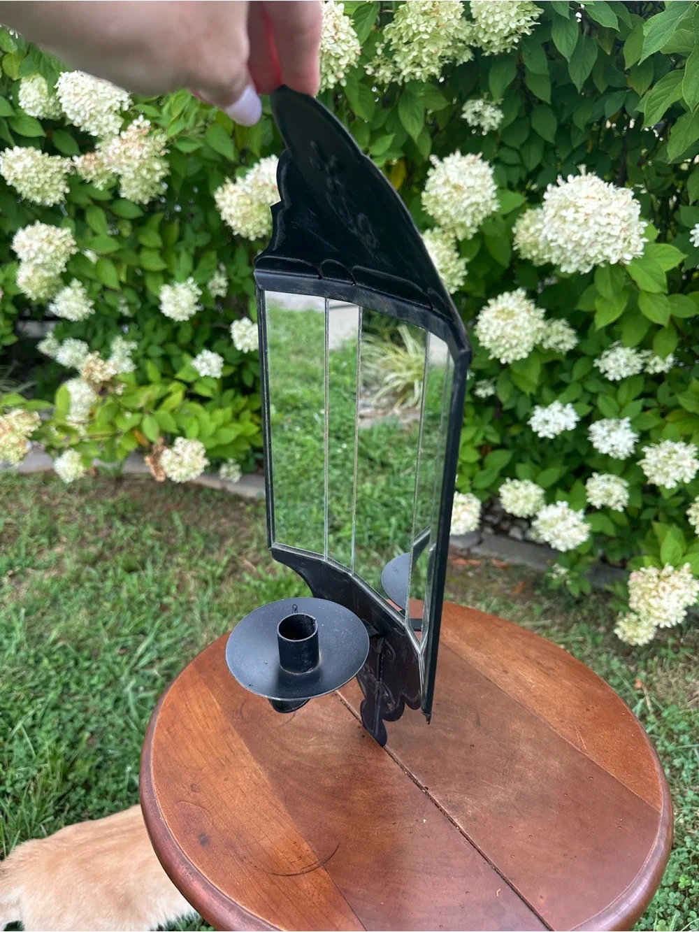 Black Mirrored Wall Sconce Candle Holder - Decorative Home Accent
